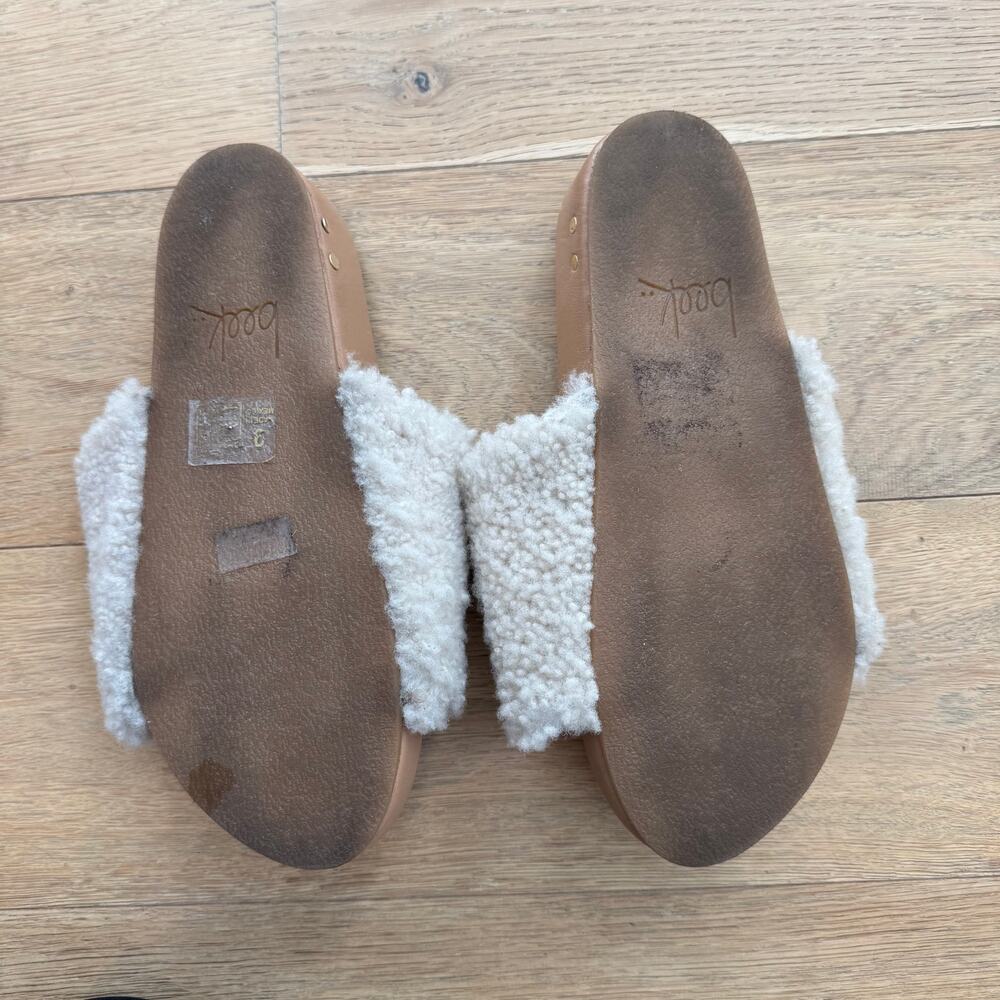 Beek Pelican Shearling Slides Sandals Women's Size 9 Platform Natural/Honey - Picture 7 of 11